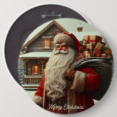 Frohe Weihnachten Vintage Weihnachtsmann Button (Vorne & Hinten)