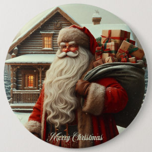 Frohe Weihnachten Vintage Weihnachtsmann Button
