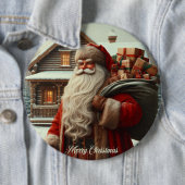 Frohe Weihnachten Vintage Weihnachtsmann Button (Beispiel)