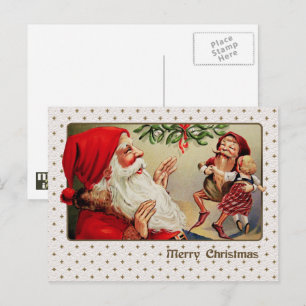 Frohe Weihnachten. Vintage Weihnachtsmann  Feiertagspostkarte