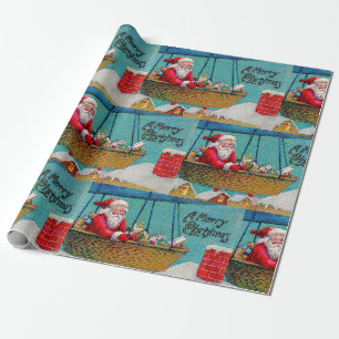 Frohe Weihnachten Vintage-Weihnachtsmann im Heißlu Geschenkpapier