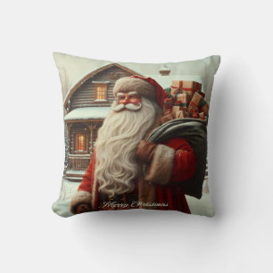 Frohe Weihnachten Vintage Weihnachtsmann Kissen