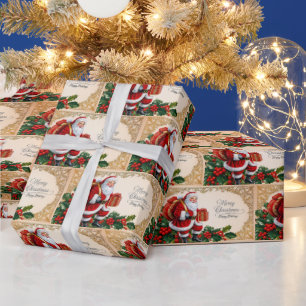 Frohe Weihnachten Vintage-Weihnachtsmann mit Gesch Geschenkpapier