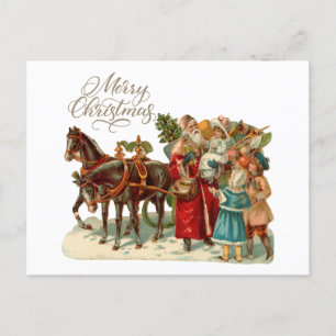 Frohe Weihnachten Vintage-Weihnachtsmann mit Kinde
