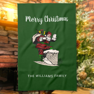Frohe Weihnachten Vintage Weihnachtsmann Personali Geschirrtuch