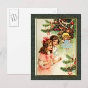 Frohe Weihnachten. Vintage-Weihnachtsszene Feiertagspostkarte