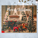Frohe Weihnachten Vintagen Baum Store Red Truck Puzzle<br><div class="desc">Passen Sie den Text an und erstellen Sie einfach Ihr personalisiertes Weihnachtspuzzle. Klicken Sie auf DESIGN BEARBEITEN und wählen Sie dann TEXT aus, um die Textgröße oder -farbe zu ändern. Sie können dieses Design auf andere Zazzle-Produkte übertragen und an die meisten Zazzle-Produkte anpassen. Standard Studio Designs werden in hochauflösender Grafik...</div>