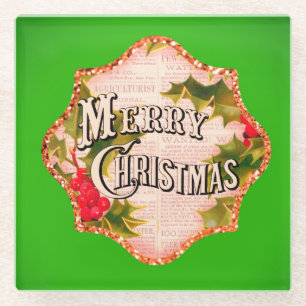 Frohe Weihnachten Vintagen Land Geschenk Glas Unte Glasuntersetzer