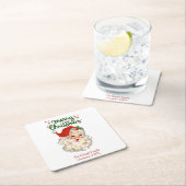 Frohe Weihnachten Vintagen Weihnachtsmann Familie Rechteckiger Pappuntersetzer (Vor Ort)