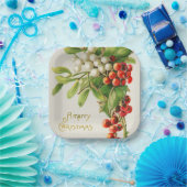 Frohe Weihnachten Vintager Kirschurlaub Pappteller (Party)