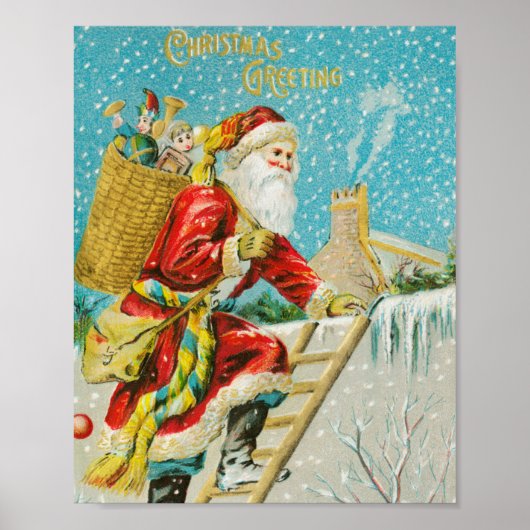 Frohe Weihnachten Vintager Kunsturlaub Poster (Vorne)