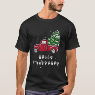 Frohe Weihnachten Vintager LKW Hand Zeichensprache T-Shirt