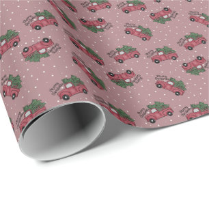 Frohe Weihnachten Vintager Red Truck Geschenkpapier