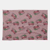 Frohe Weihnachten Vintager Red Truck Geschirrtuch (Horizontal)