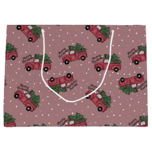 Frohe Weihnachten Vintager Red Truck Große Geschenktüte