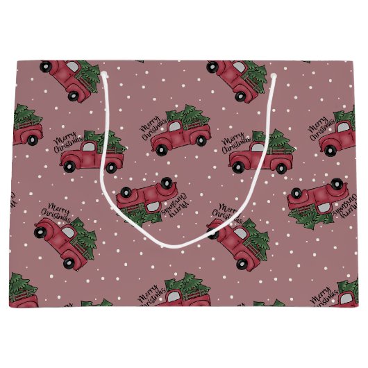 Frohe Weihnachten Vintager Red Truck Große Geschenktüte (Vorderseite)