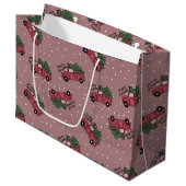 Frohe Weihnachten Vintager Red Truck Große Geschenktüte (Vorderseite Schrägansicht)