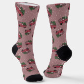Frohe Weihnachten Vintager Red Truck Socken (Gewinkelt)