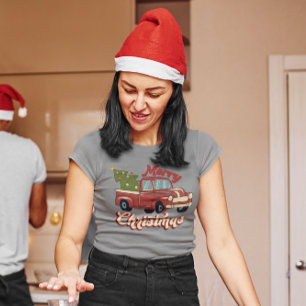 Frohe Weihnachten Vintager Red Truck T-Shirt