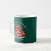 Frohe Weihnachten Vintager Red Truck Weihnachtsbau Kaffeetasse (Vorderseite Links)