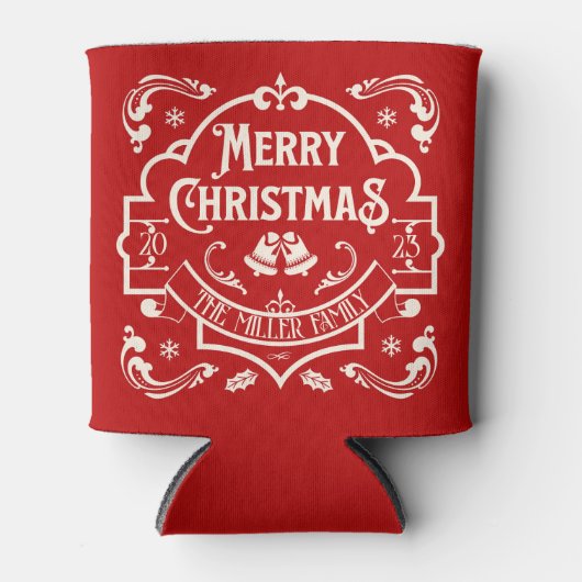 Frohe Weihnachten Vintager Stil Design Dosenkühler (Vorderseite)