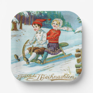 Frohe Weihnachten Vintager Urlaub Pappteller
