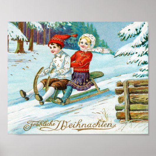 Frohe Weihnachten Vintager Urlaub Poster (Vorne)