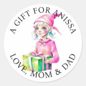 Frohe Weihnachten | Vintager Wasserfarbelf Runder Aufkleber (Vorderseite)