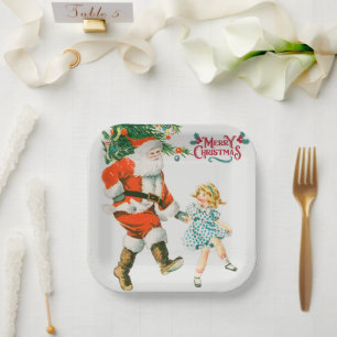 Frohe Weihnachten Vintager Weihnachtsfeiertag Pappteller