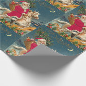 Frohe Weihnachten Vintager Weihnachtsmann am Pferd Geschenkpapier (Ecke)