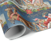Frohe Weihnachten Vintager Weihnachtsmann auf Slei Geschenkpapier (Rolleneckpunkt)