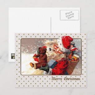Frohe Weihnachten. Vintager Weihnachtsmann Feiertagspostkarte