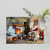 Frohe Weihnachten Vintager Weihnachtsmann Folien Feiertagskarte (Stehend vorne)