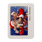 Frohe Weihnachten. Vintager Weihnachtsmann Magnet (Vertikal)