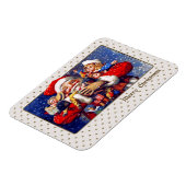 Frohe Weihnachten. Vintager Weihnachtsmann Magnet (Linke Seite)