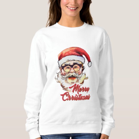 Frohe Weihnachten Vintager Weihnachtsmann Sweatshirt (Vorderseite)