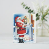 Frohe Weihnachten Vintager Weihnachtsmann vor der (Stehend Vorderseite)