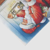 Frohe Weihnachten Vintager Weihnachtsmann vor der  Seidenpapier (Ausschnitt)