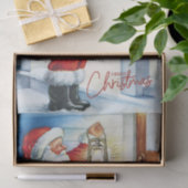 Frohe Weihnachten Vintager Weihnachtsmann vor der Seidenpapier (Geschenk)