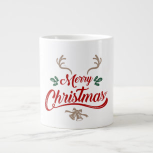 Frohe Weihnachten Vintages Design   Rot und Grün Jumbo-Tasse