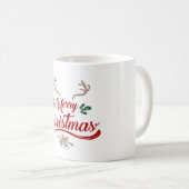 Frohe Weihnachten Vintages Design | Rot und Grün Kaffeetasse (VorderseiteRechts)