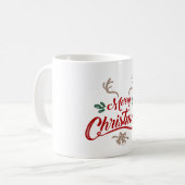 Frohe Weihnachten Vintages Design | Rot und Grün Kaffeetasse (Vorderseite Links)