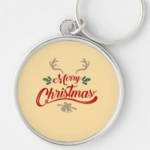 Frohe Weihnachten Vintages Design Rot und Grün Schlüsselanhänger