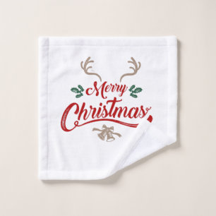 Frohe Weihnachten Vintages Design Rot und Grün Waschlappen