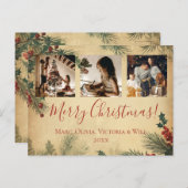 Frohe Weihnachten Vintages Foto Rustikal (Vorne/Hinten)