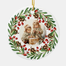 Frohe Weihnachten Vintages Kind mit Vogel