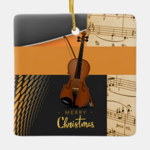 Frohe Weihnachten Violin Design Keramikornament