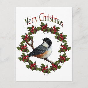 Frohe Weihnachten: Vogel, Wraath, Original Art Feiertagspostkarte