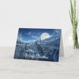 Frohe Weihnachten Vollmond Snowy Night Card