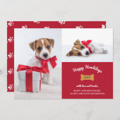 Frohe Weihnachten vom Hund | Rot mit Foto Grid (Vorne/Hinten)